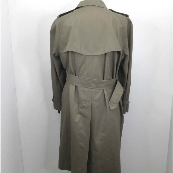 Burberrys' Khaki Brown Button-Up Belted Trench Coat Size L - Picture 2 of 5
